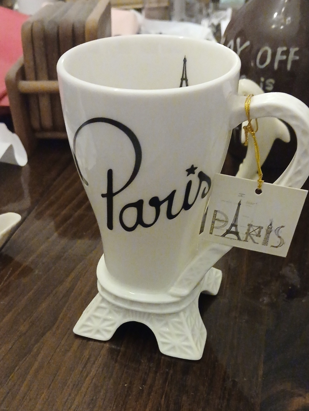 Parisian Works White Ceramic Paris Mug with Eiffel Tower Base